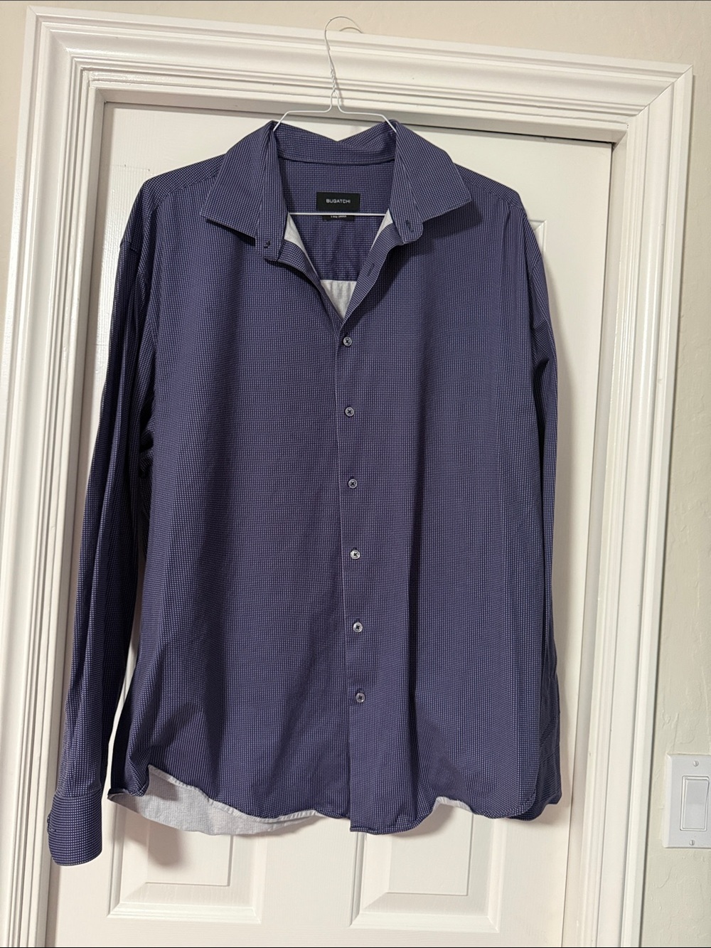 Bugatchi Men's Dress Shirt in Deep Navy with Subtle Texture